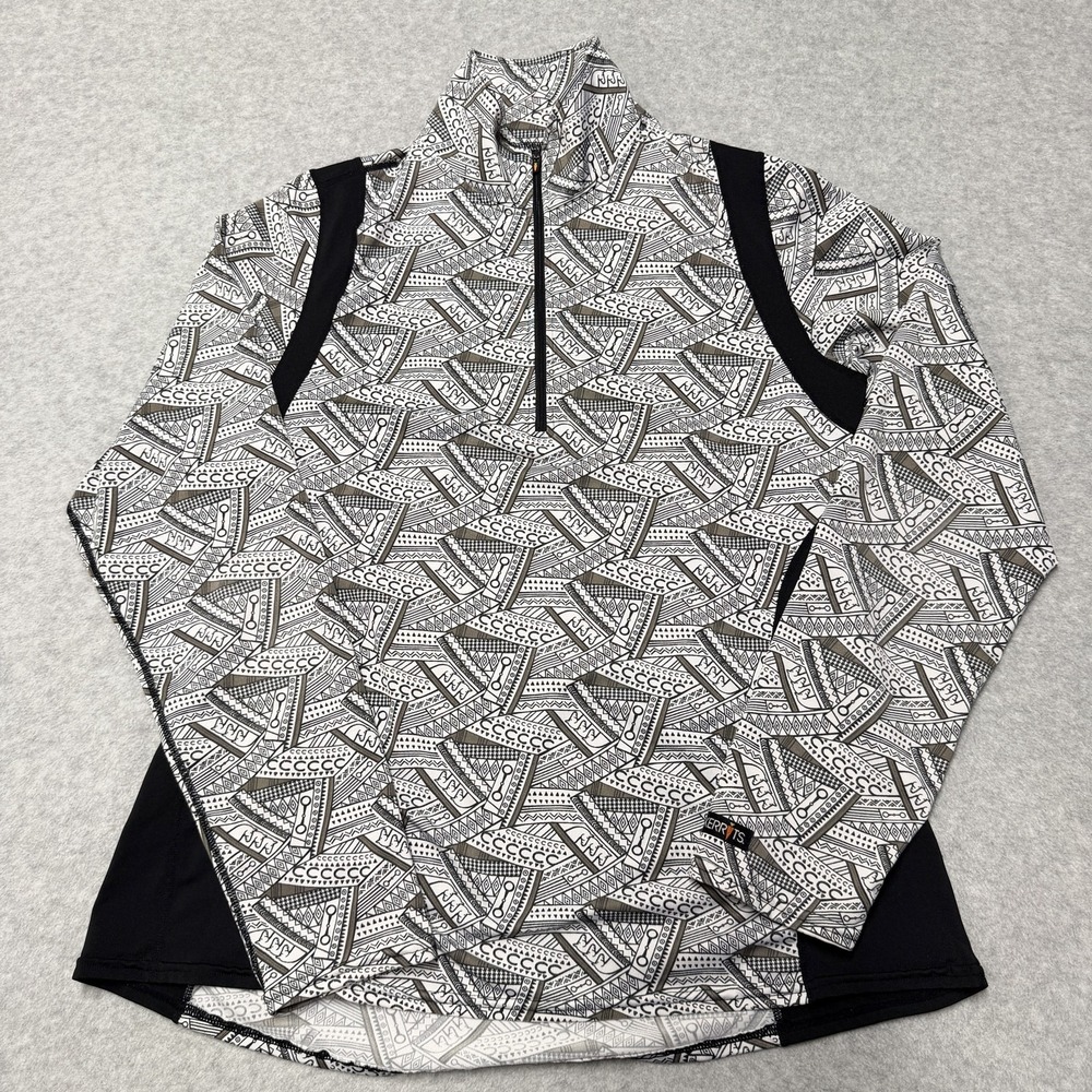 Kerrits Pullover Womens M Black Geometric 1/4 Zip Twist of Bit Riding Equestrian